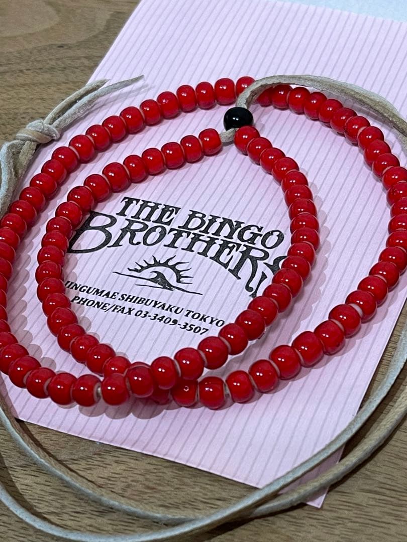 【新品】THE BINGO BROTHERS 一連赤ビーズ　ホワイトハーツ