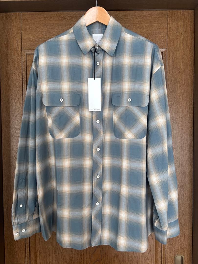k*o様 OMBRE CHECK RELAX FIT SHIRT 【SAX BL