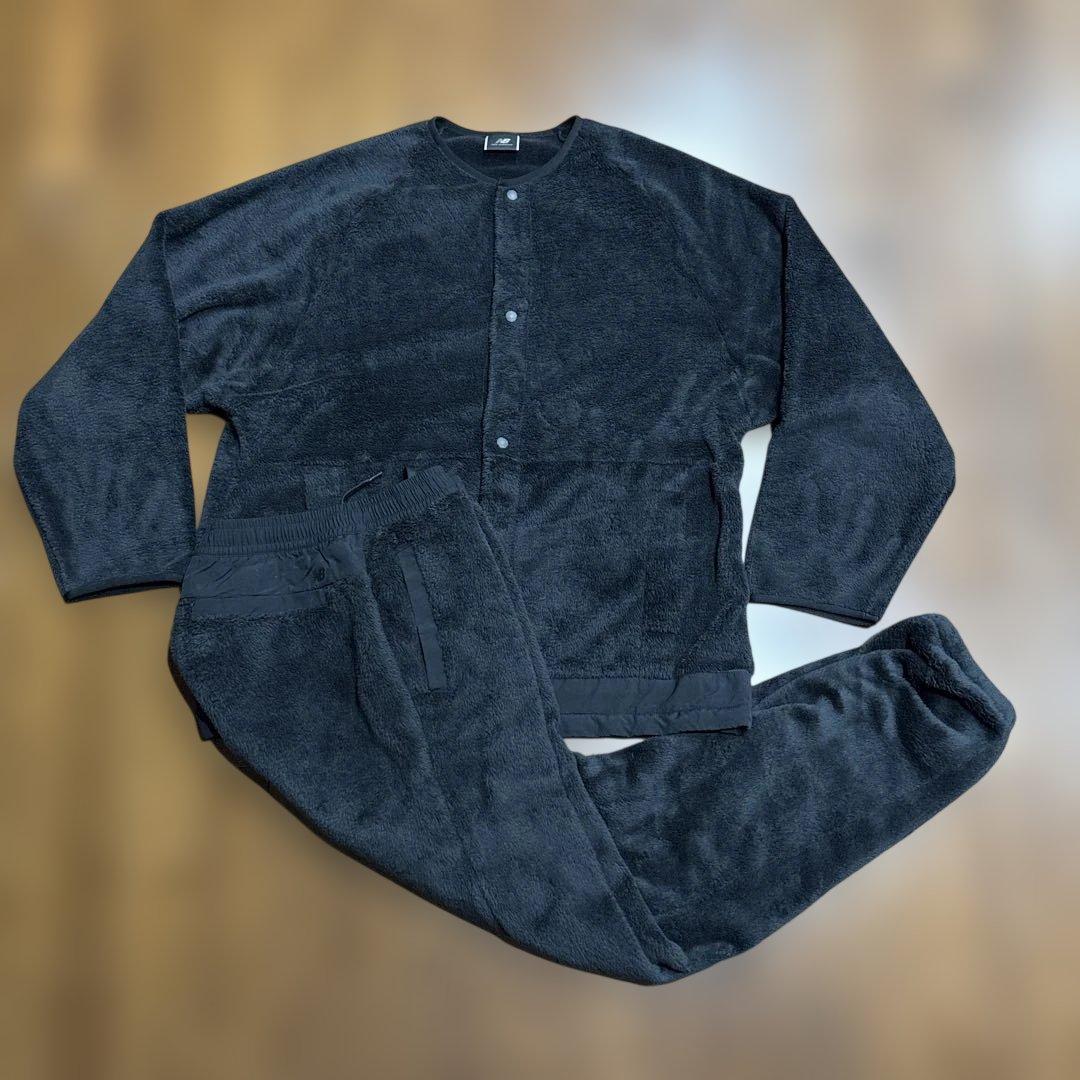 ニューバランスMET24 フリース セットアップ カーディガン パンツ ブラック