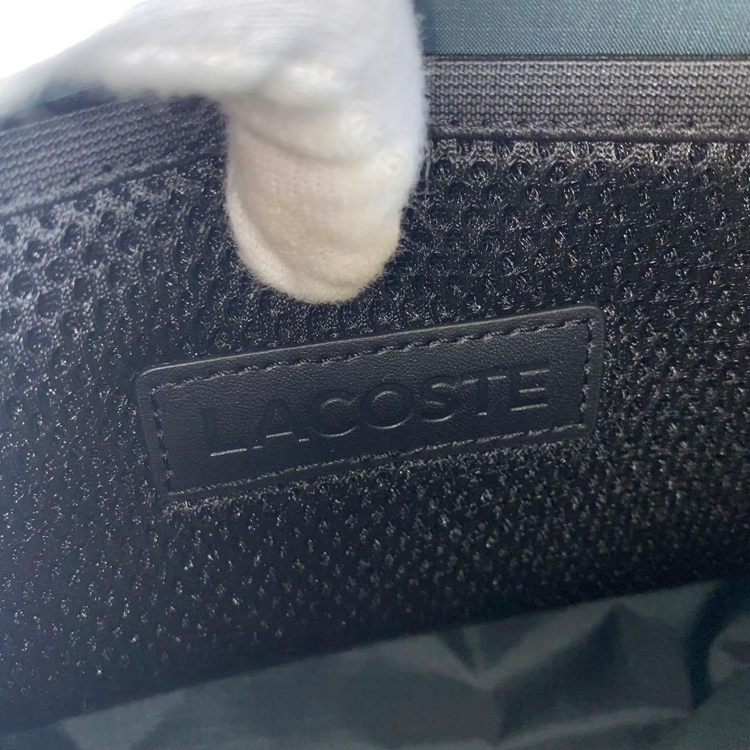 ✨極美品✨ LACOSTE モノグラム スモールメッセンジャーバッグ レザー 黒