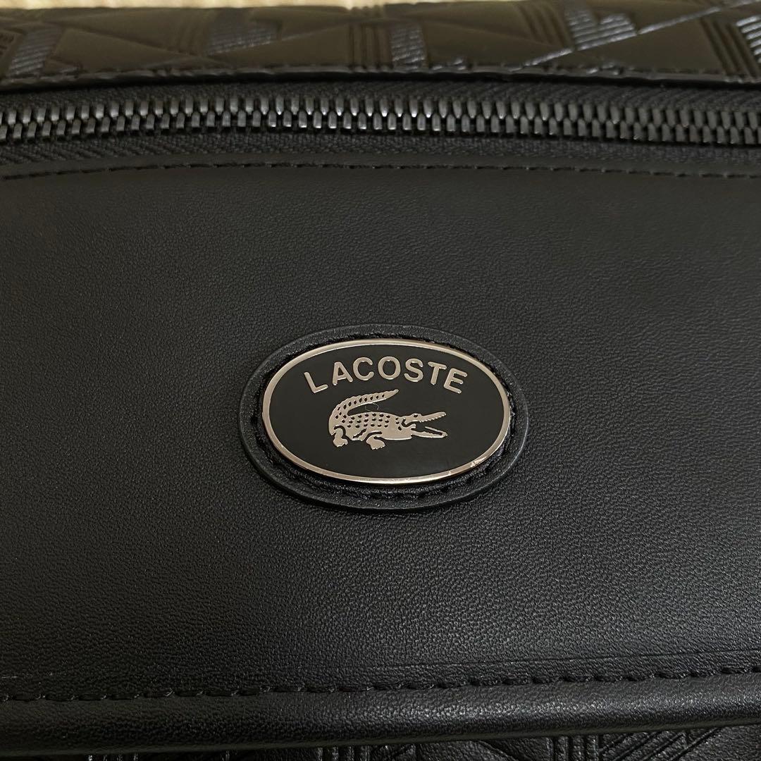✨極美品✨ LACOSTE モノグラム スモールメッセンジャーバッグ レザー 黒