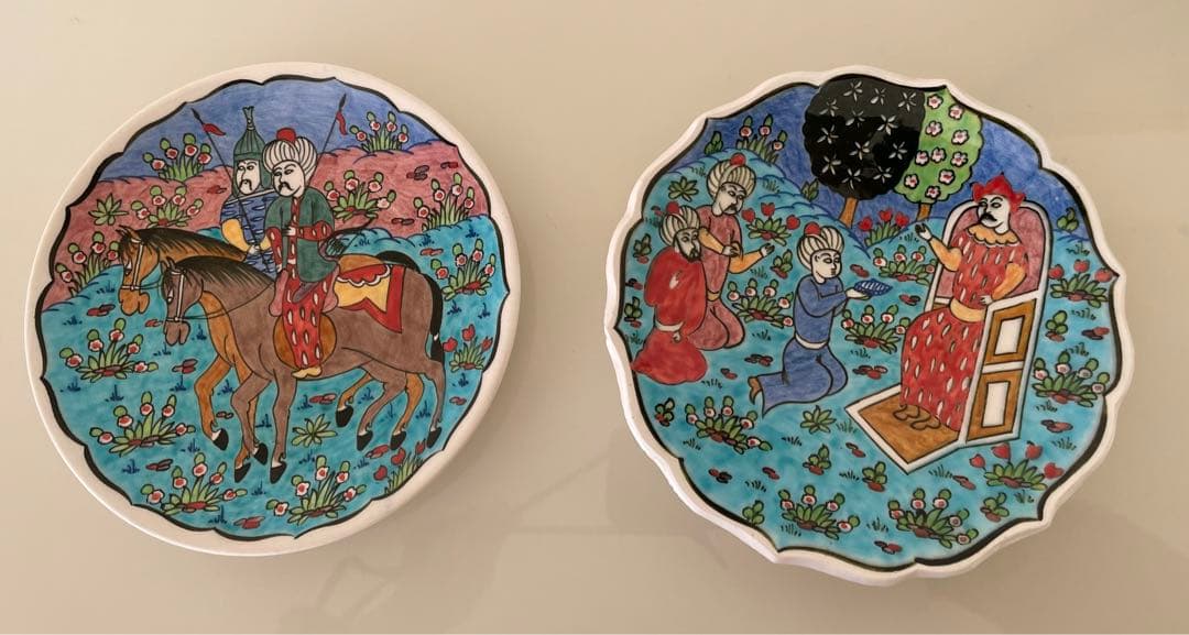 トルコ製/手描き・陶器・絵皿・プレート18cm２枚