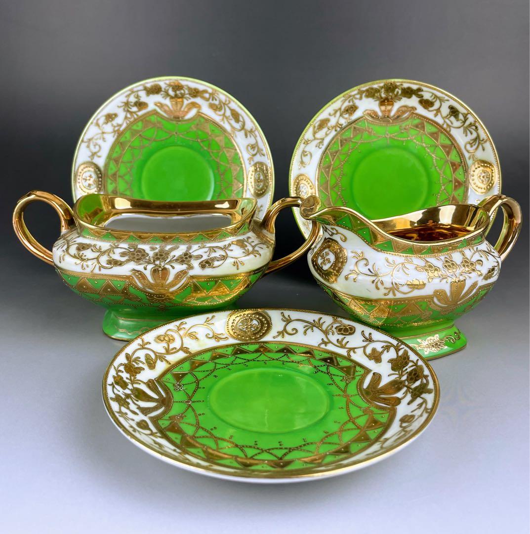 【希少】オールドニッポン シュガーボウル クリーマー ソーサー３枚セット 金盛り