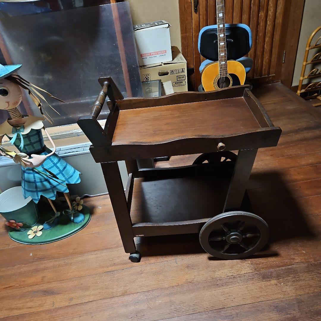 カリモク木製キッチンワゴン 2段式 キャスター付き