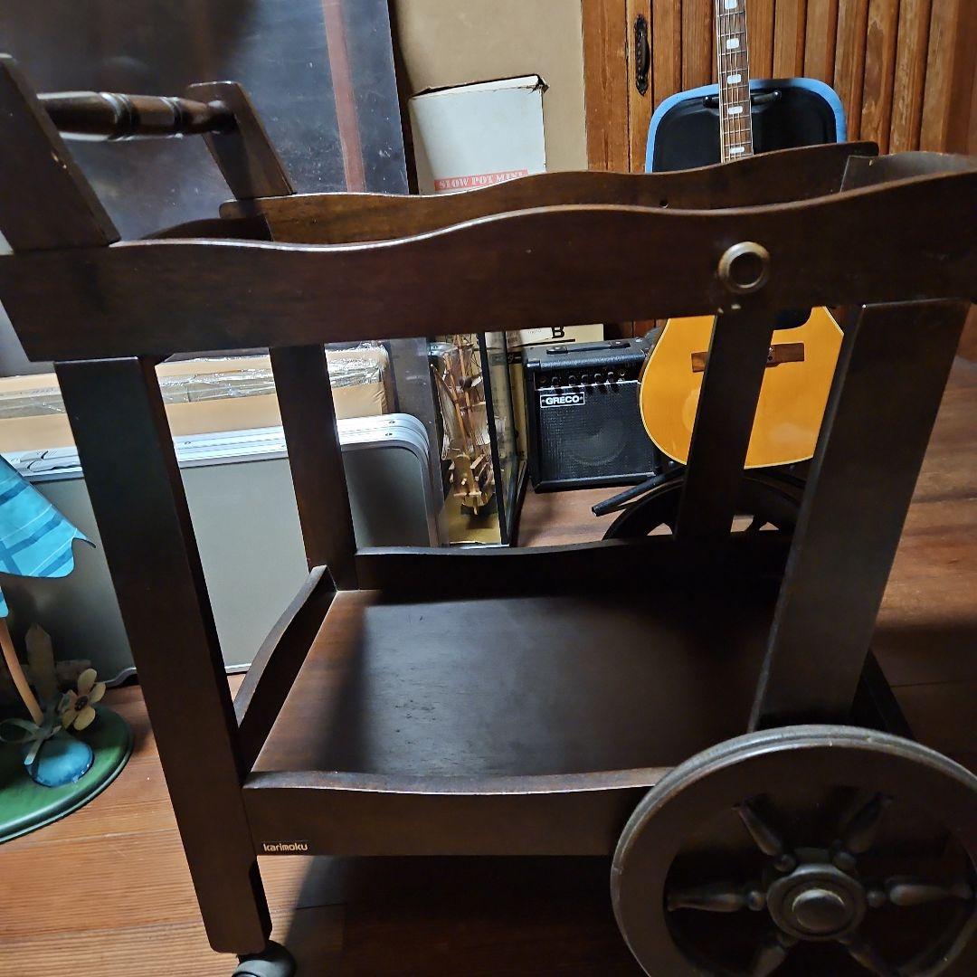 カリモク木製キッチンワゴン 2段式 キャスター付き