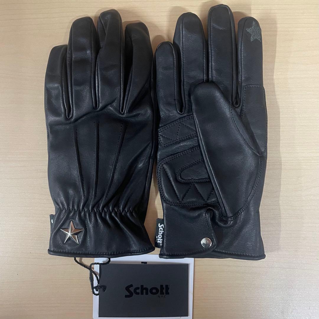 【新品】Schott レザーグローブ ブラック ワンスター