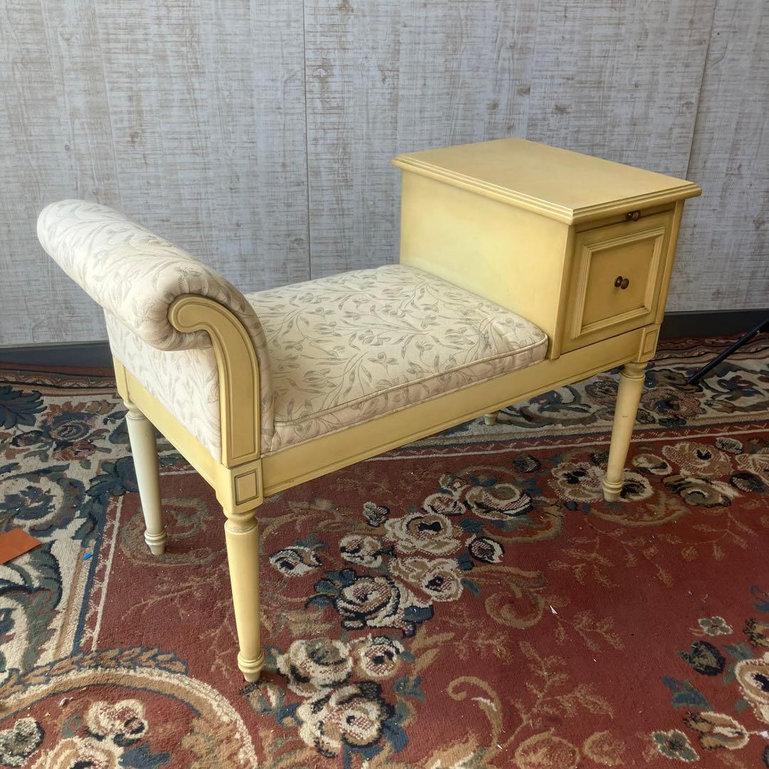 アンティーク ロココ様式 木製ベンチ 花柄アームチェア 一人掛けソファーテーブル