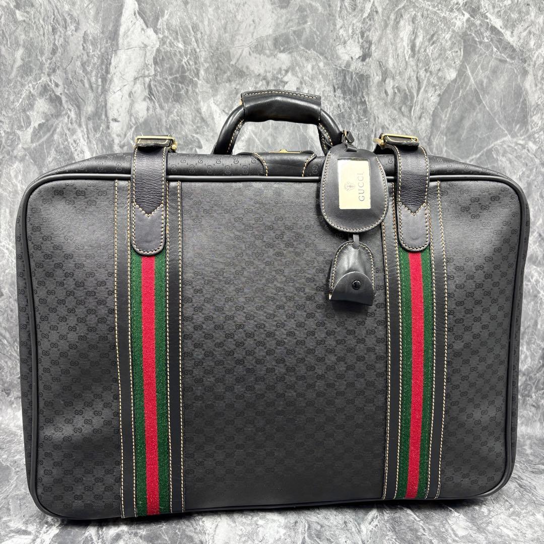 ✨極美品✨GUCCI シェリーライン GG 黒 ブラック ボストンバッグ レザー