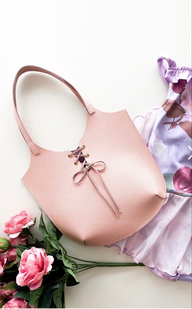 stina×MANOUTILコラボ ruban sac / pink ミニバッグ