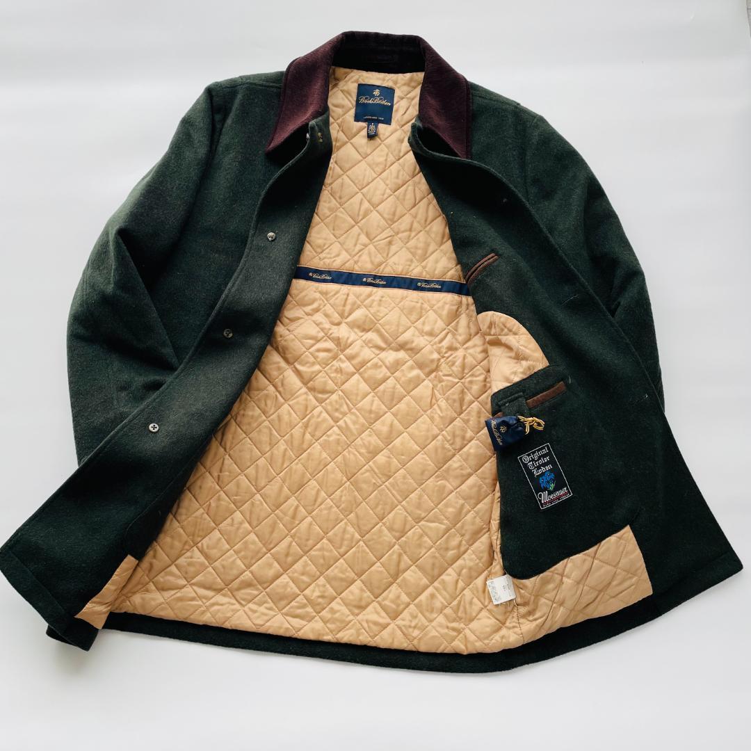 ブルックスブラザーズ ウールコート アウター コーデュロイ襟 M相当 グリーン