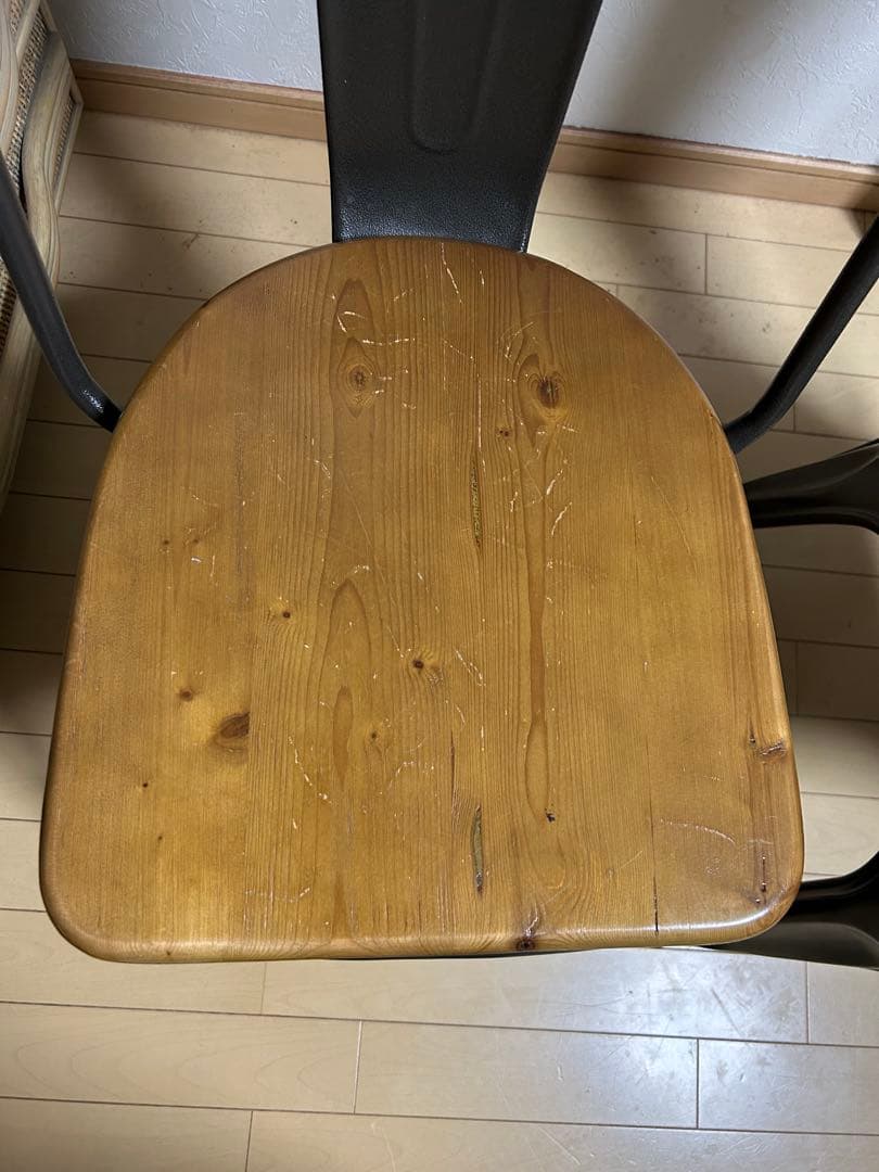 アイアン天然木チェア椅子　インダストリアル　二脚セット