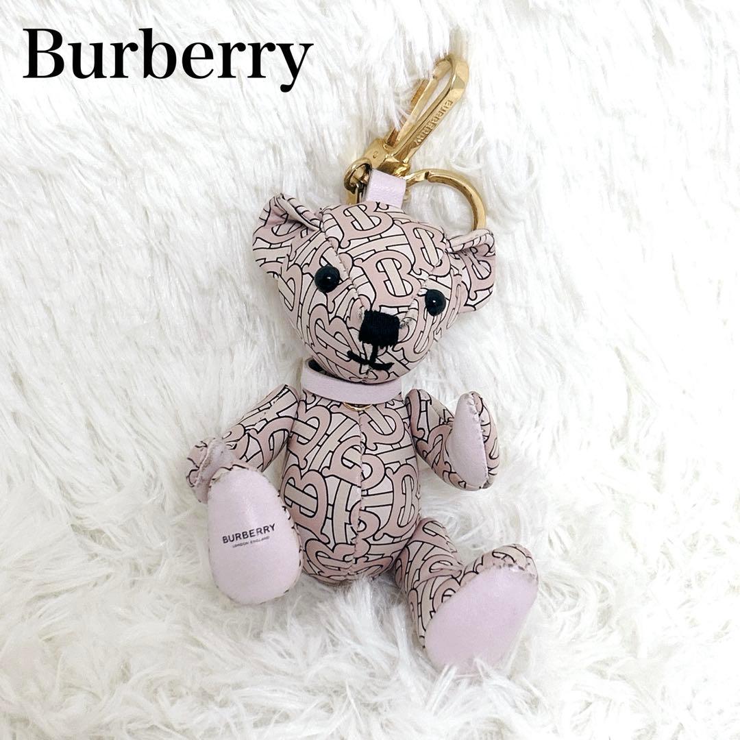 BURBERRY トーマスベア チャーム モノグラム キーホルダー　ピンク
