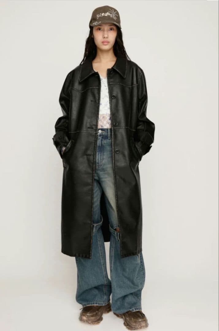 美品✨️ SLY レザーコート ヴィンテージ感 ロングコート 黒