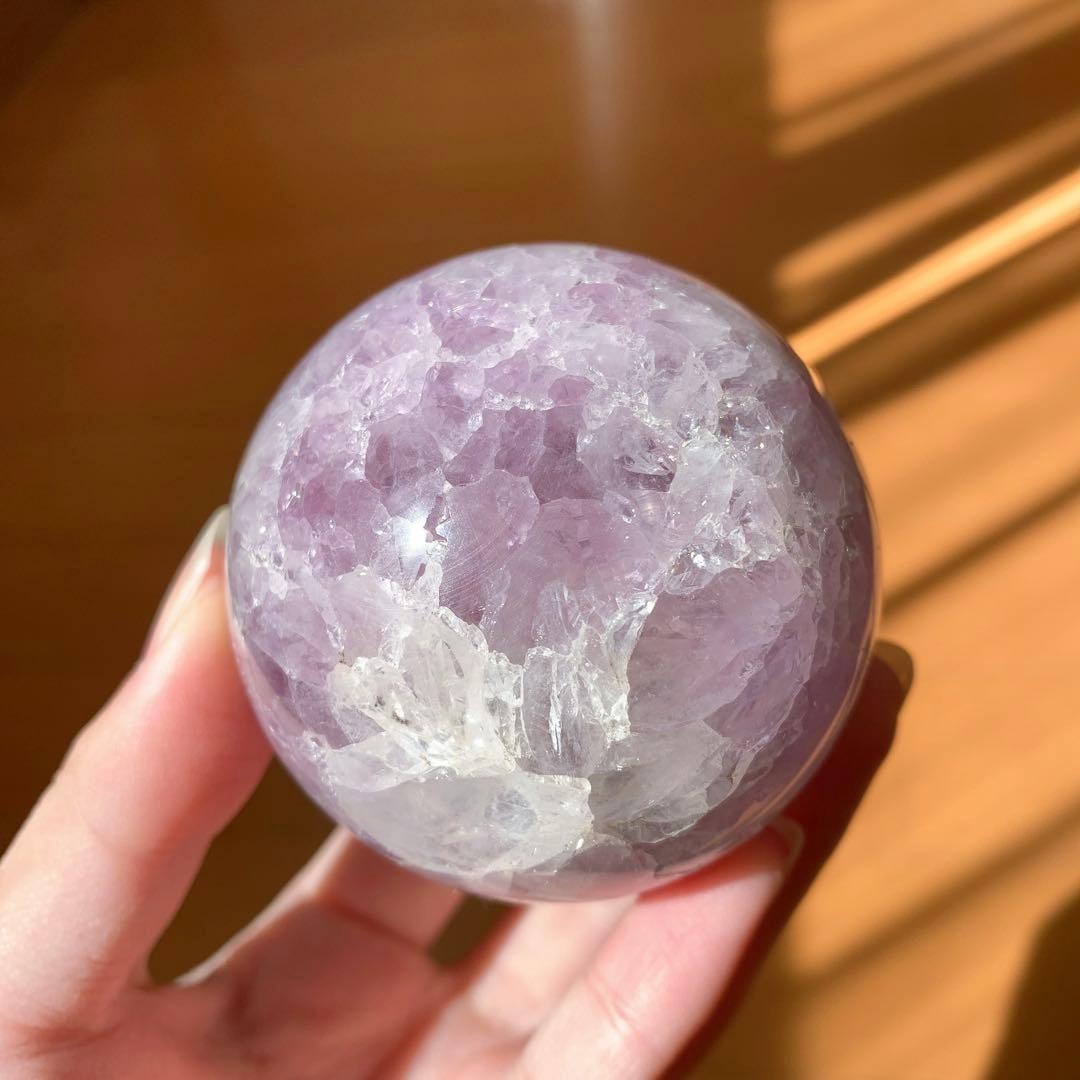 桜瑪瑙アメジスト共生　スフィア　丸玉　天然石