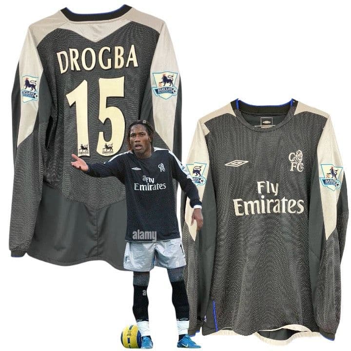 04-05 チェルシー　ドログバ　アンブロオフィシャル　長袖ユニフォーム
