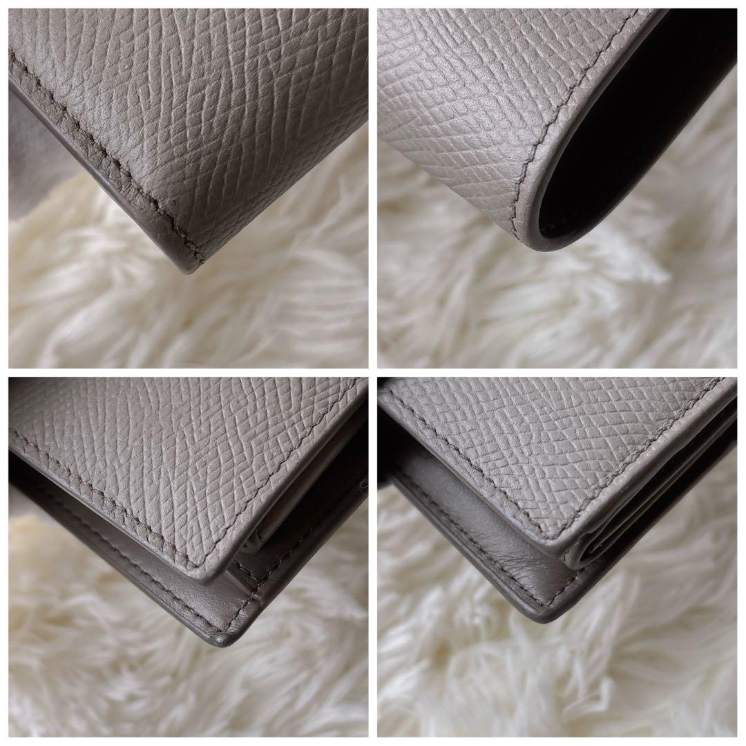 美品✨️CELINE 二つ折り財布 スモールストラップウォレット グレージュ 水色