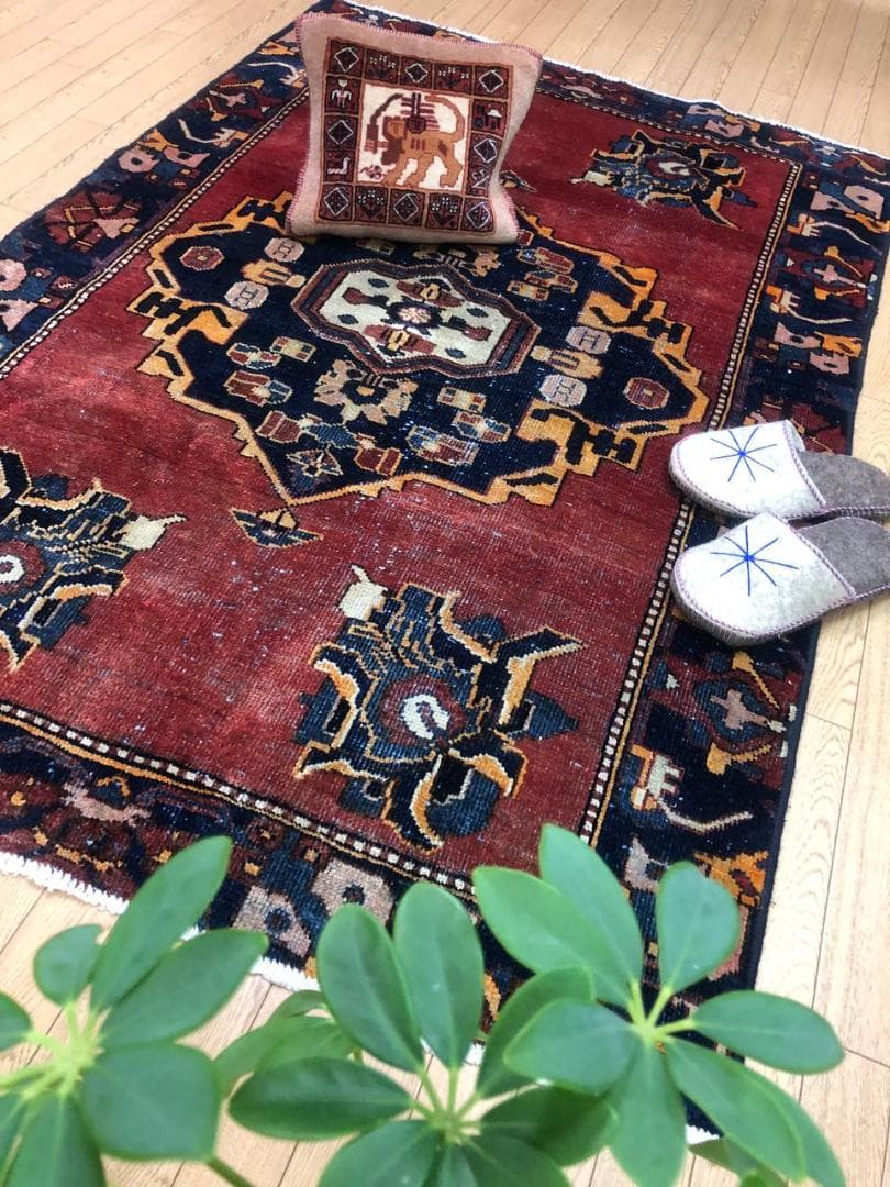 ペルシャ絨毯 ヴィンテージラグ 198×130cm 手織り オールドpersia