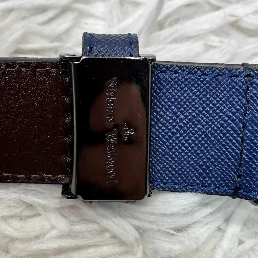 美品✨ヴィヴィアンウエストウッド　オーブロゴ　ベルト　レザー　ネイビー