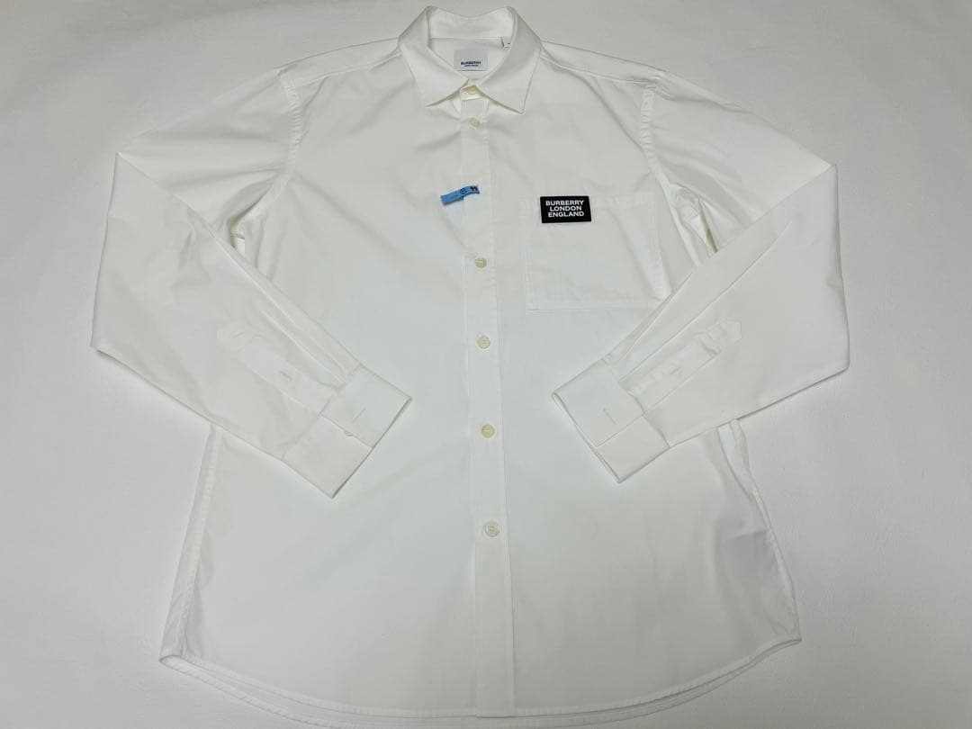 極美品　BURBERRY バーバリー　胸ラバーロゴ白シャツ　国内正規品