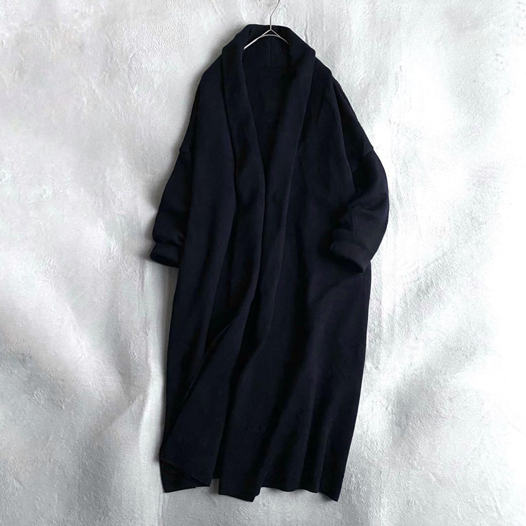 【定価4万✨】ドゥーズィエムクラス　スムースニットガウンコート　ネイビー　ウール