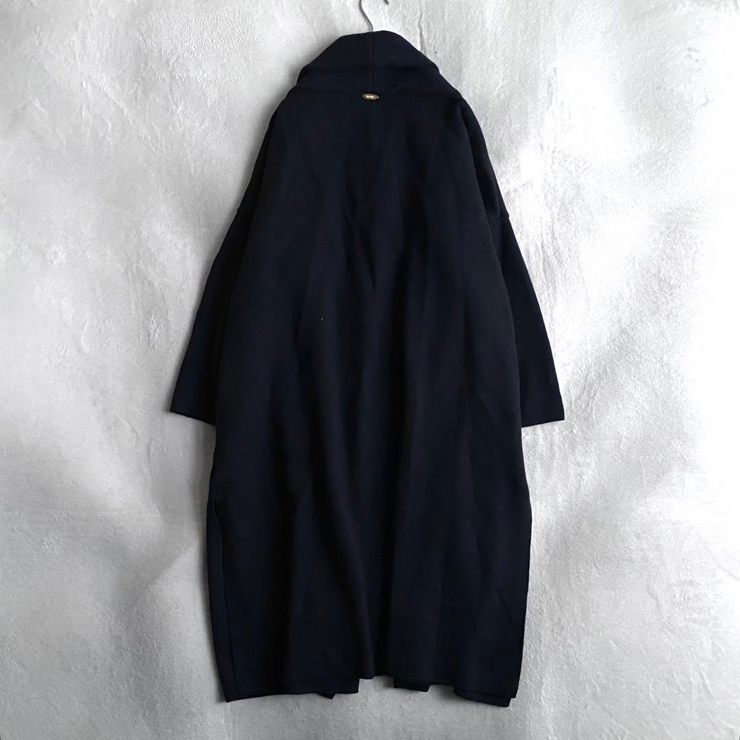 【定価4万✨】ドゥーズィエムクラス　スムースニットガウンコート　ネイビー　ウール