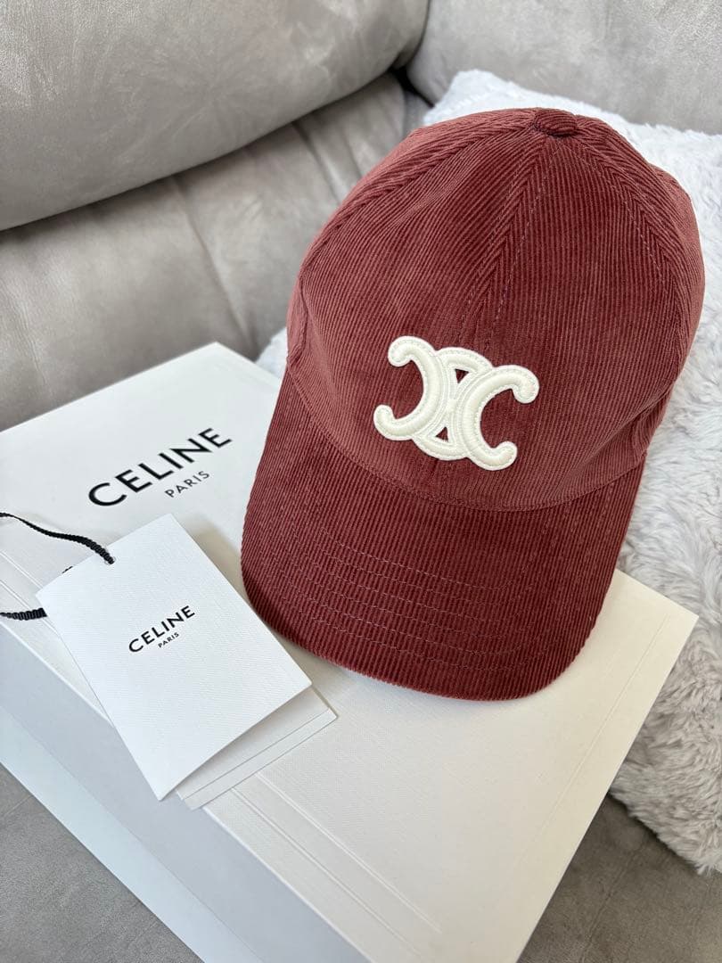 CELINE ブラッシュ　コーデュロイキャップ　Sサイズ