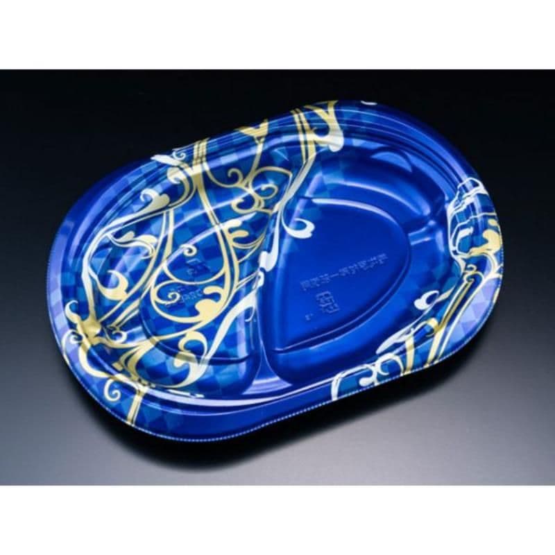 使い捨て弁当容器　サラエルD24B2SK-エマブルー本体/蓋セット　200枚