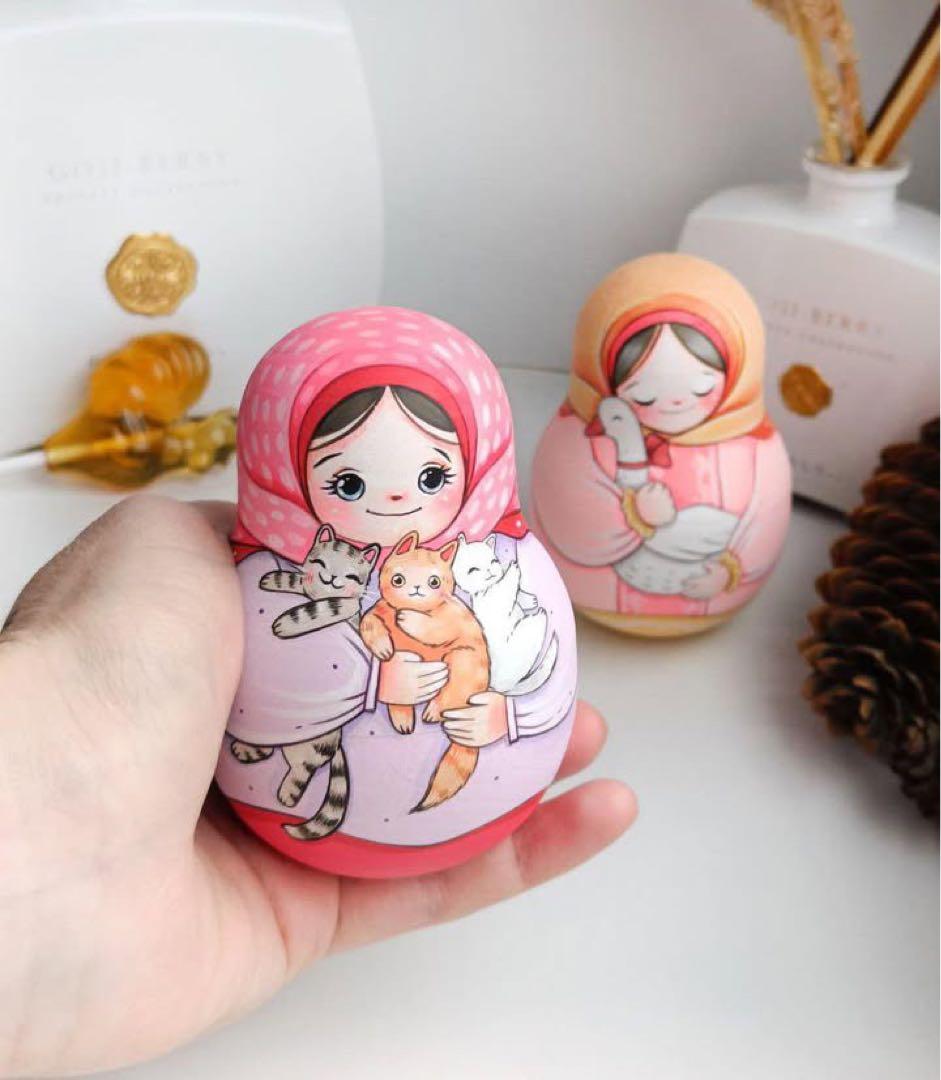 【baron】ロシア☆起き上がりこぼし猫, バラライカ&妖精マトリョーシカ