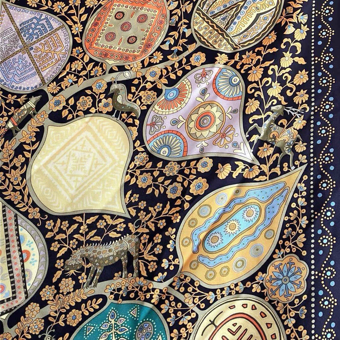 美品　エルメス　HERMES スカーフ　90 カレ生命の木　 シルク　フランス