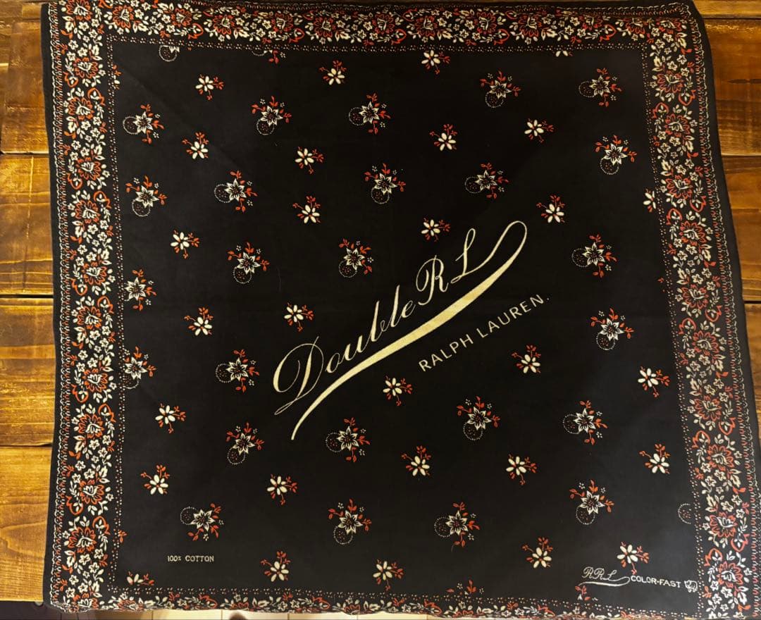 RRL ダブルアールエル　花柄バンダナ ブラック　コットン100%