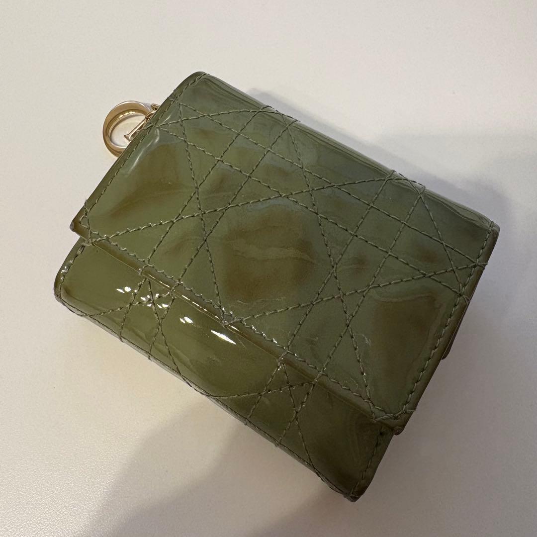 ディオール　Dior グリーン カーキ　三つ折り財布 緑　カナージュ