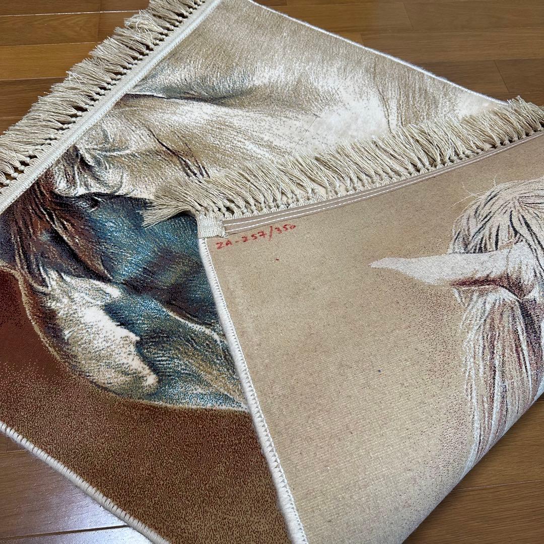 【新品未使用】絵画風絨毯　ペルシャ産　イラン　絨毯　ラグ　カーペット　馬　白馬