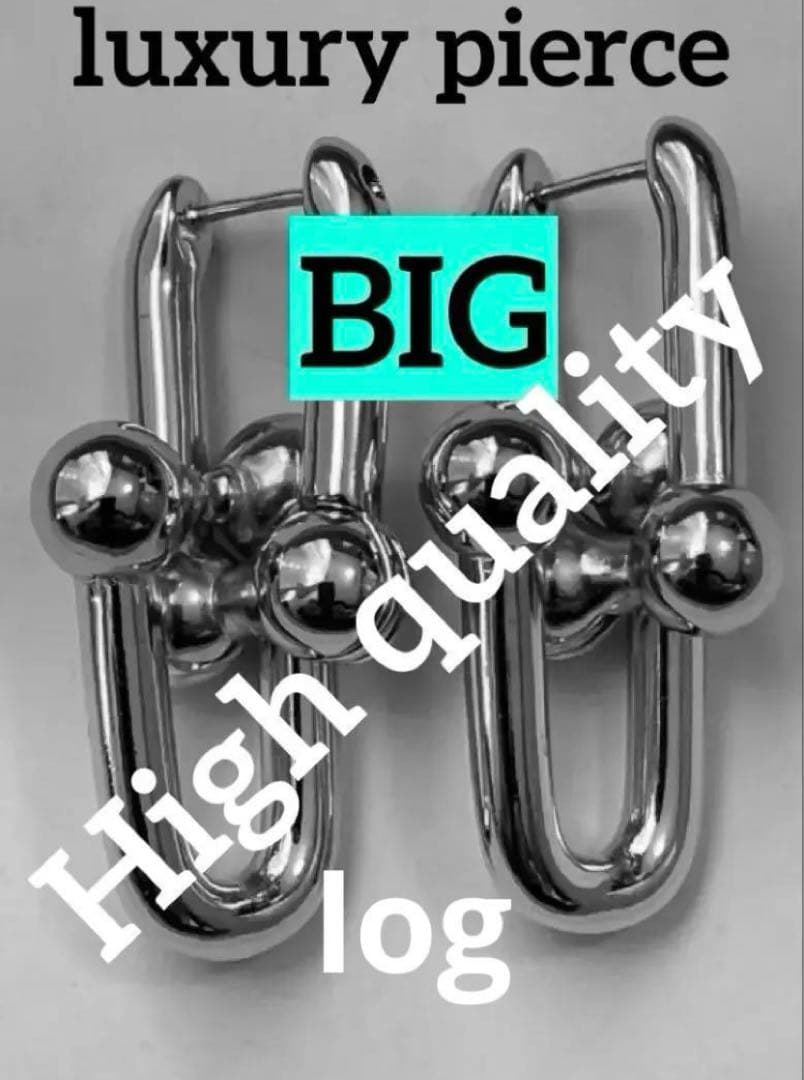 ✨ハイクオリティ✨芸能人　モデル　海外セレブ　シルバーピアス　ハードウェアBIG