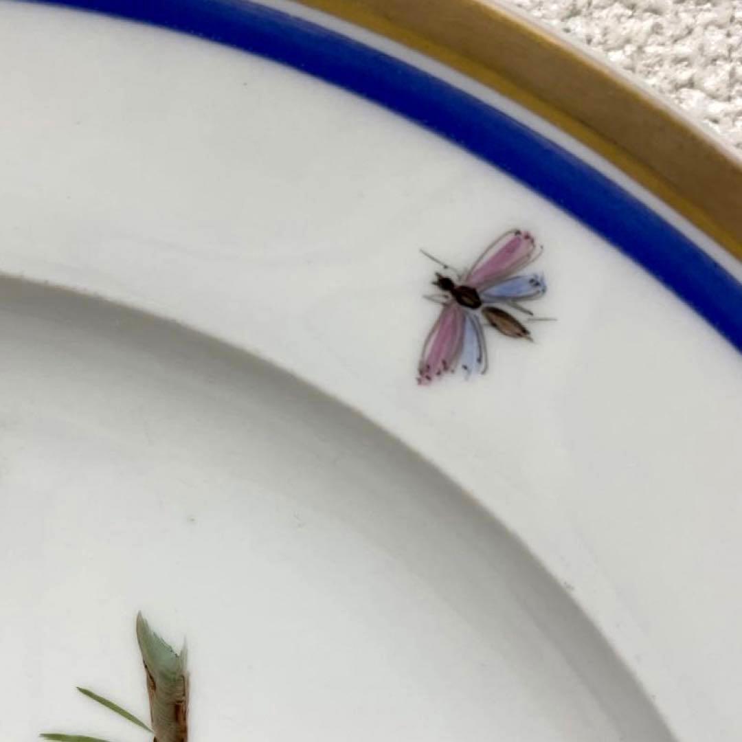 ＊写実画・松に止まる雀＊２５cm・金縁・Meissen・