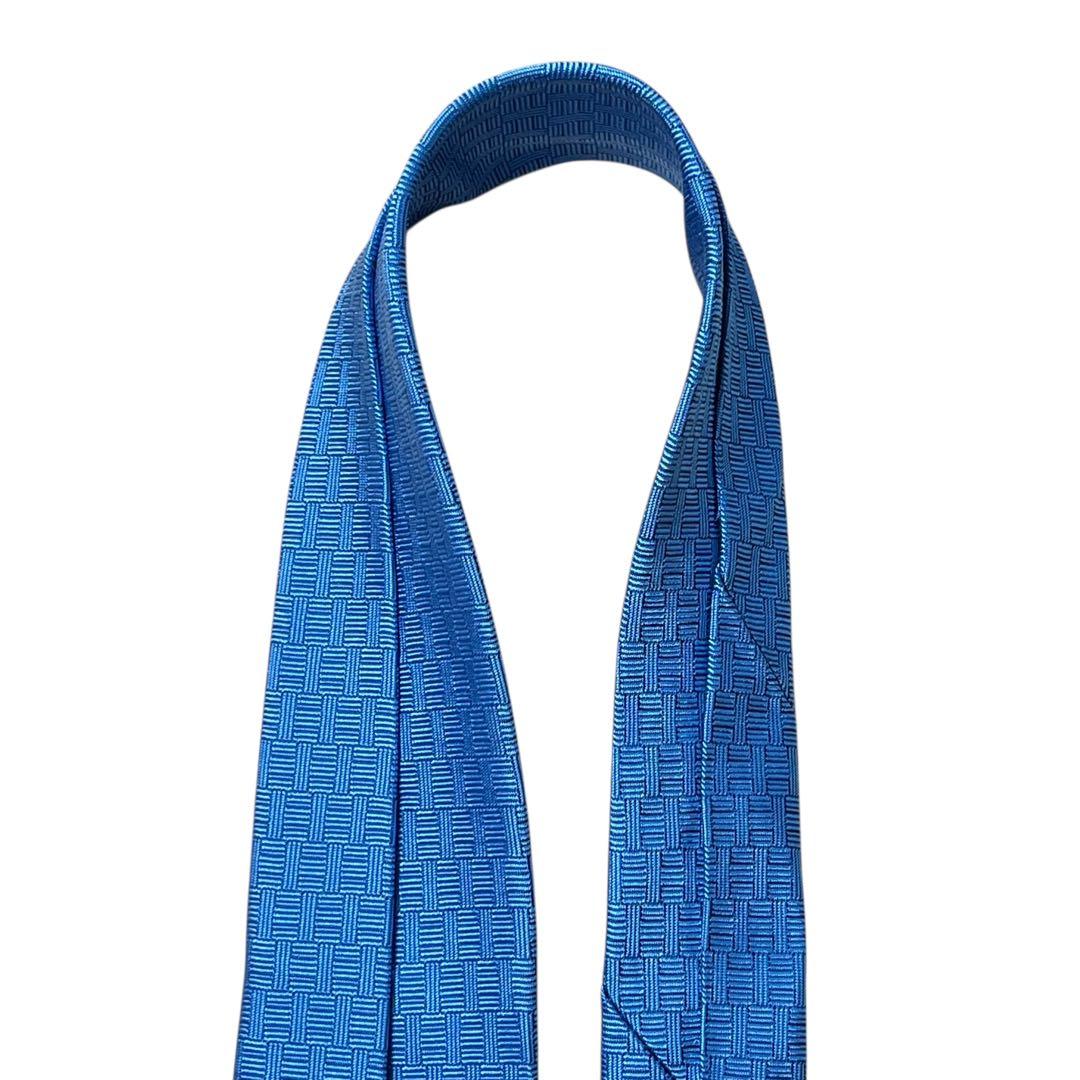 極美品　エルメス　ネクタイ　水色　ファソネ　ホースシュー　馬蹄　H柄　ジャガード