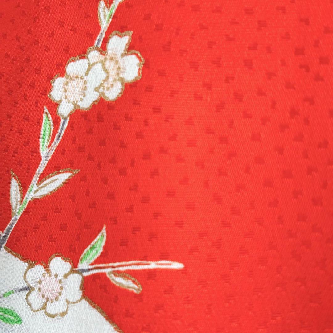 フルセット　七五三７歳女の子　着物　朱地　薄手　緑袋帯　小物セット　51919