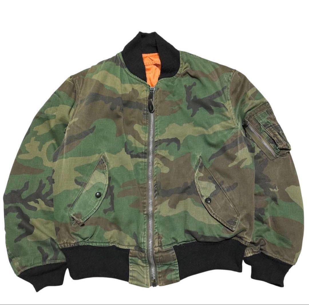 USA製【80s】ALPHA コットン生地　カモフラージュ　迷彩　MA1