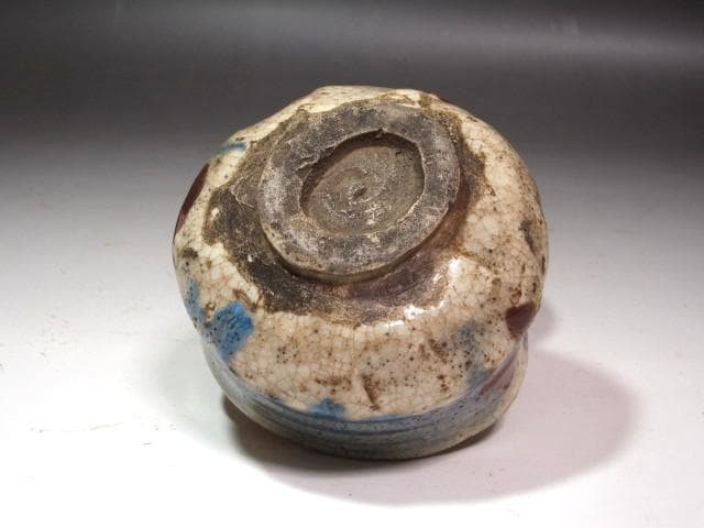 ★　青木木米（聾米）　彩釉茶碗　武者小路　官休庵　十三代　有隣斎の花押★x634