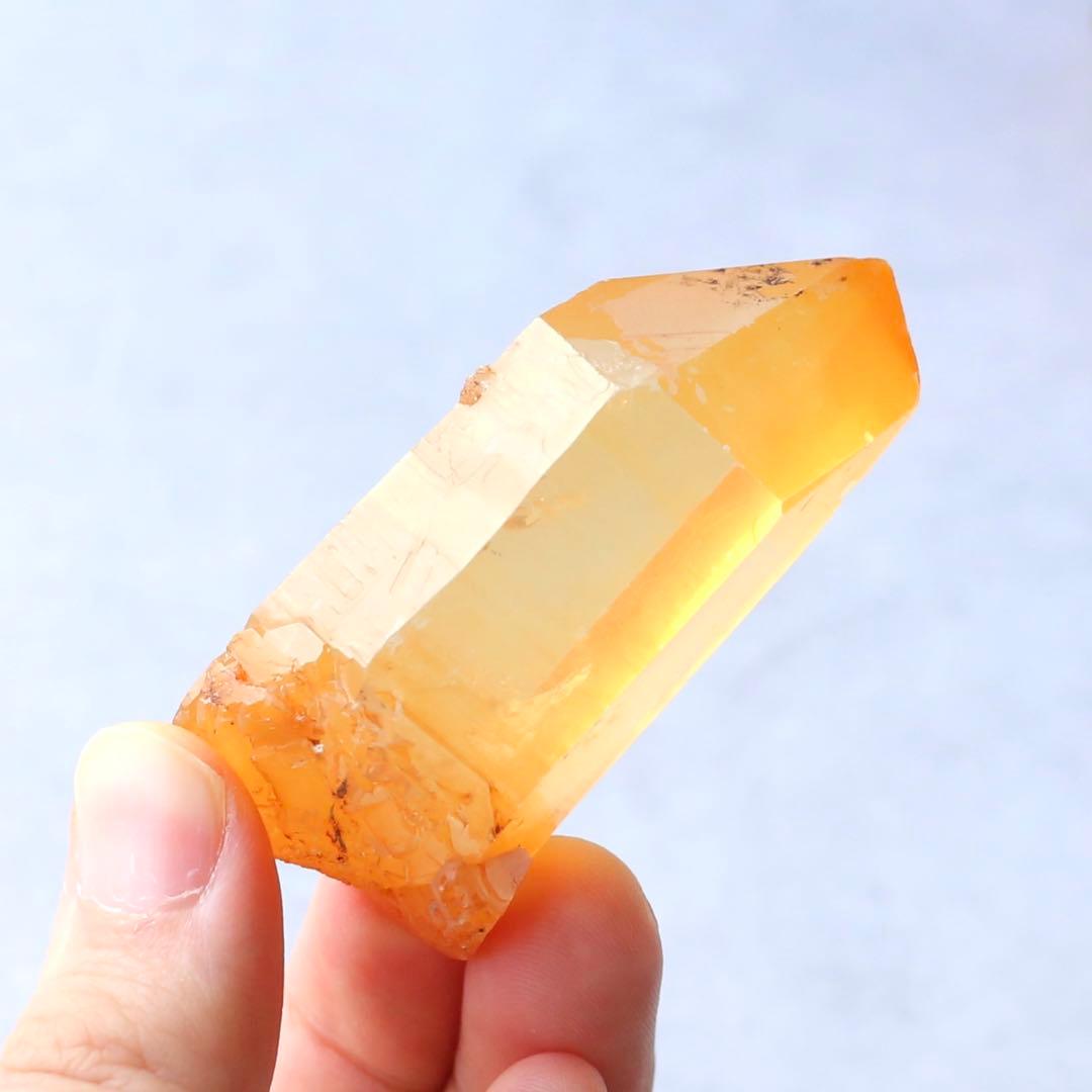 希少セルフヒールド タンジェリンクォーツ 蜜柑水晶 天然石 水晶 鉱物 一点物
