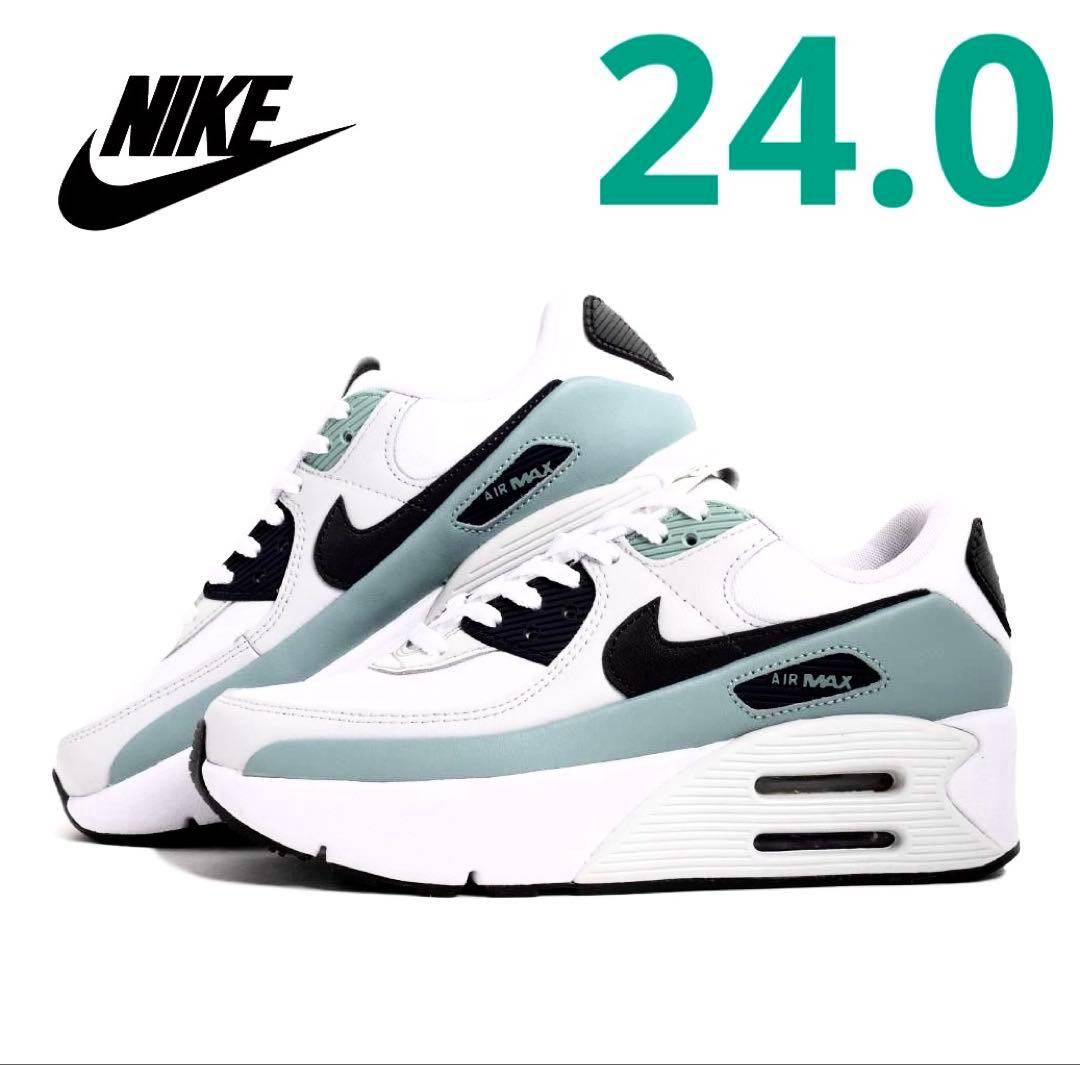 ■新品24.0cm■ナイキ エア マックス90 LV8 ホワイト/グリーン系厚底