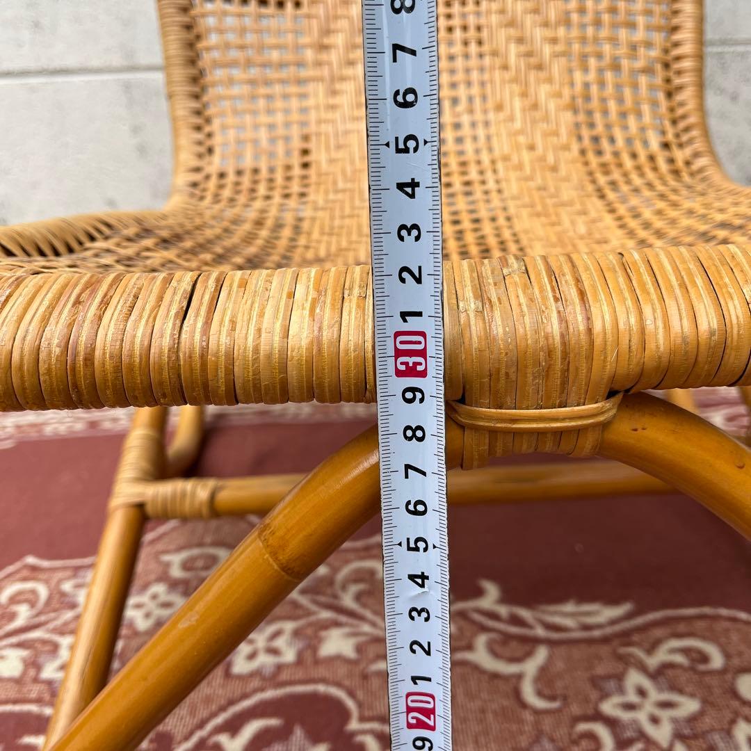 古家具ナチュラル天然素材◾️籐ラタンフレーム ラタンチェア 椅子 アームチェア B