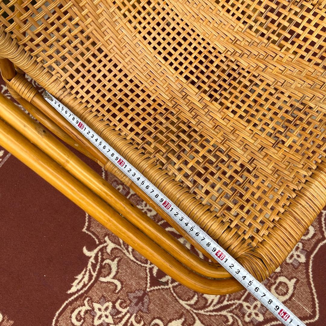 古家具ナチュラル天然素材◾️籐ラタンフレーム ラタンチェア 椅子 アームチェア B