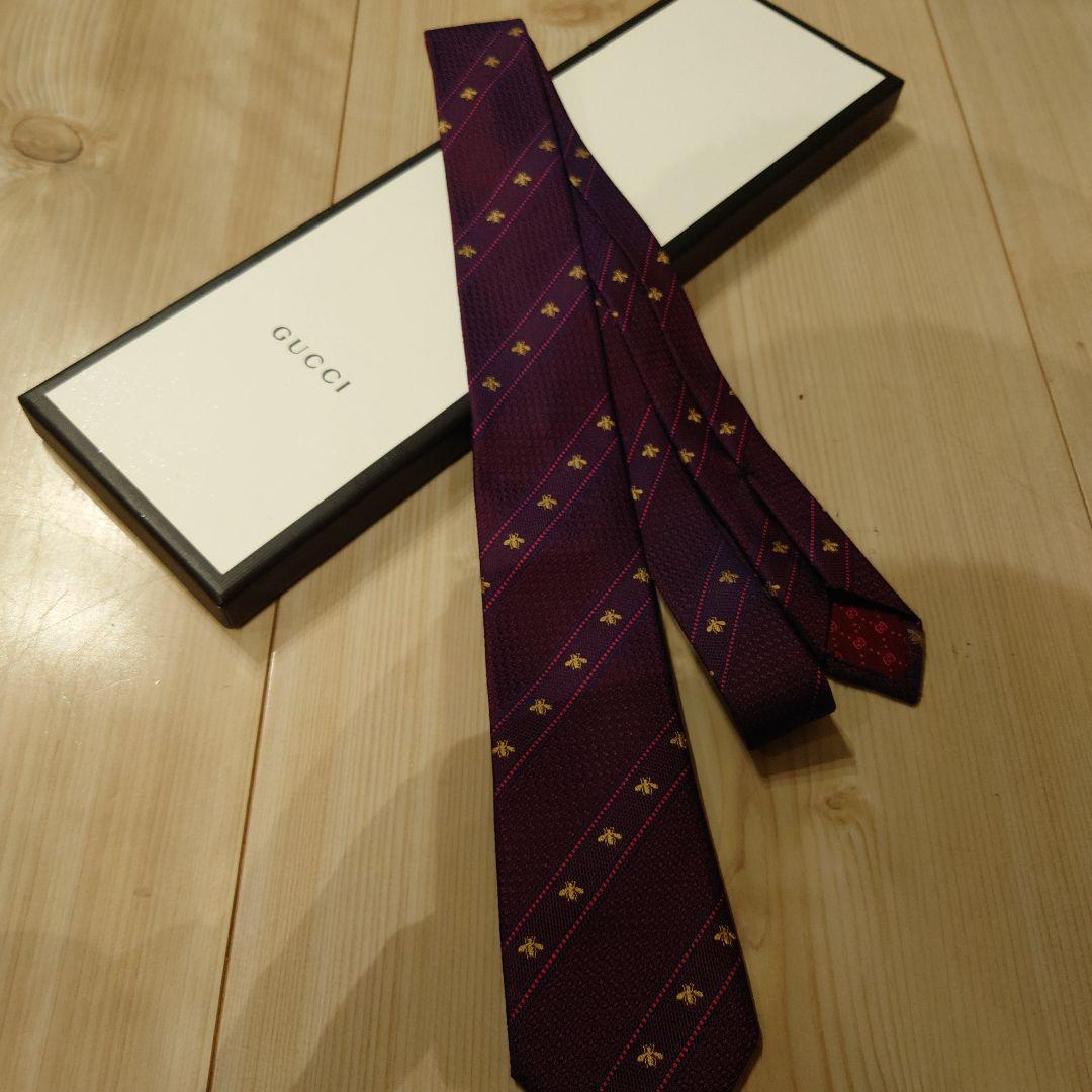 GUCCI (グッチ) 希少！【色変！！】ハチ柄 シルクジャカード ネクタイ