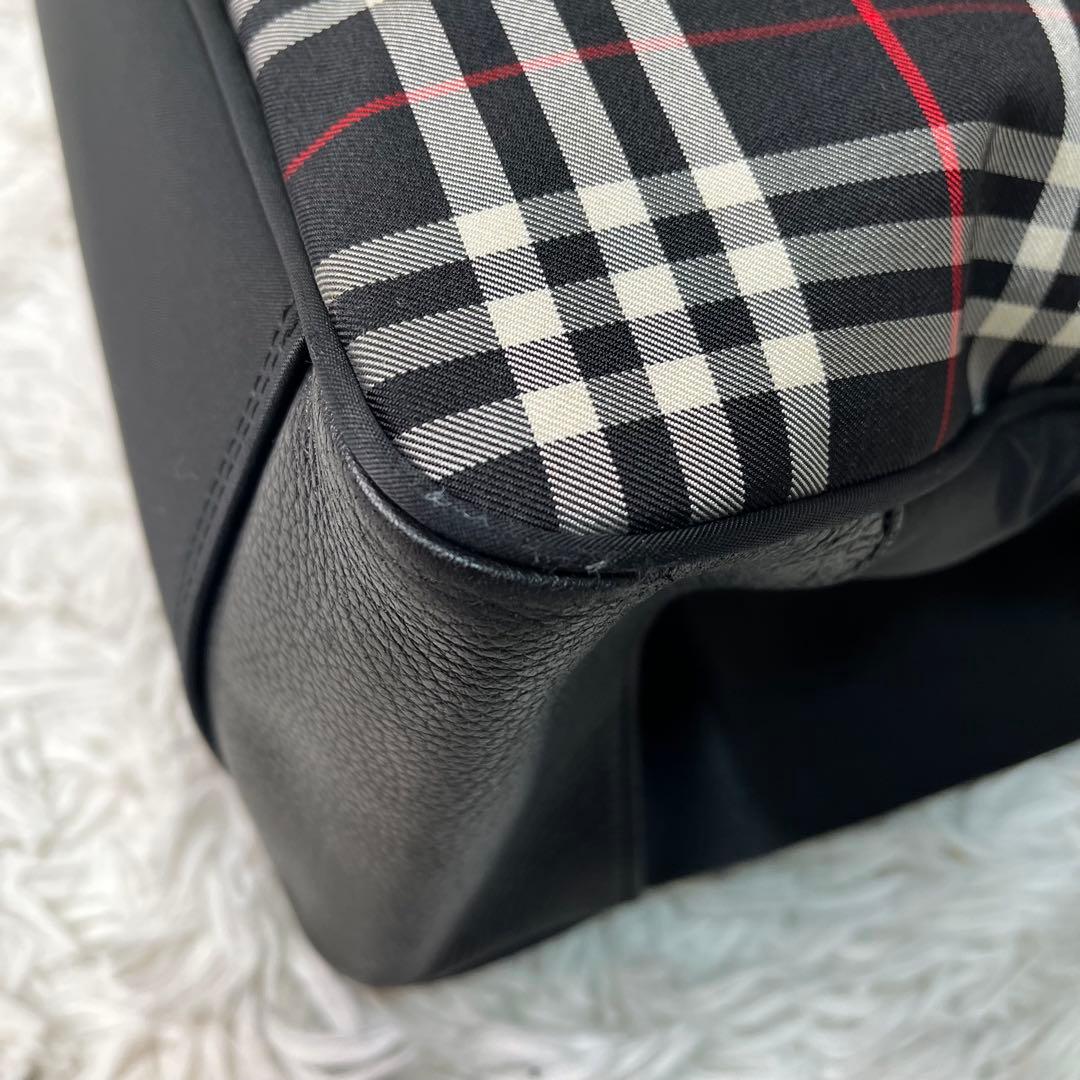 希少✨バーバリー トートバッグ　ナイロン レザー ホースロゴ　A4