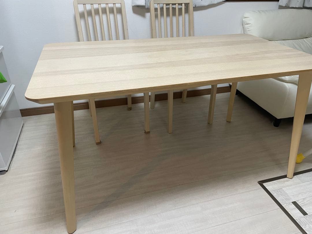 【大阪市内引取】IKEA 木製ダイニングテーブルと椅子3脚セット