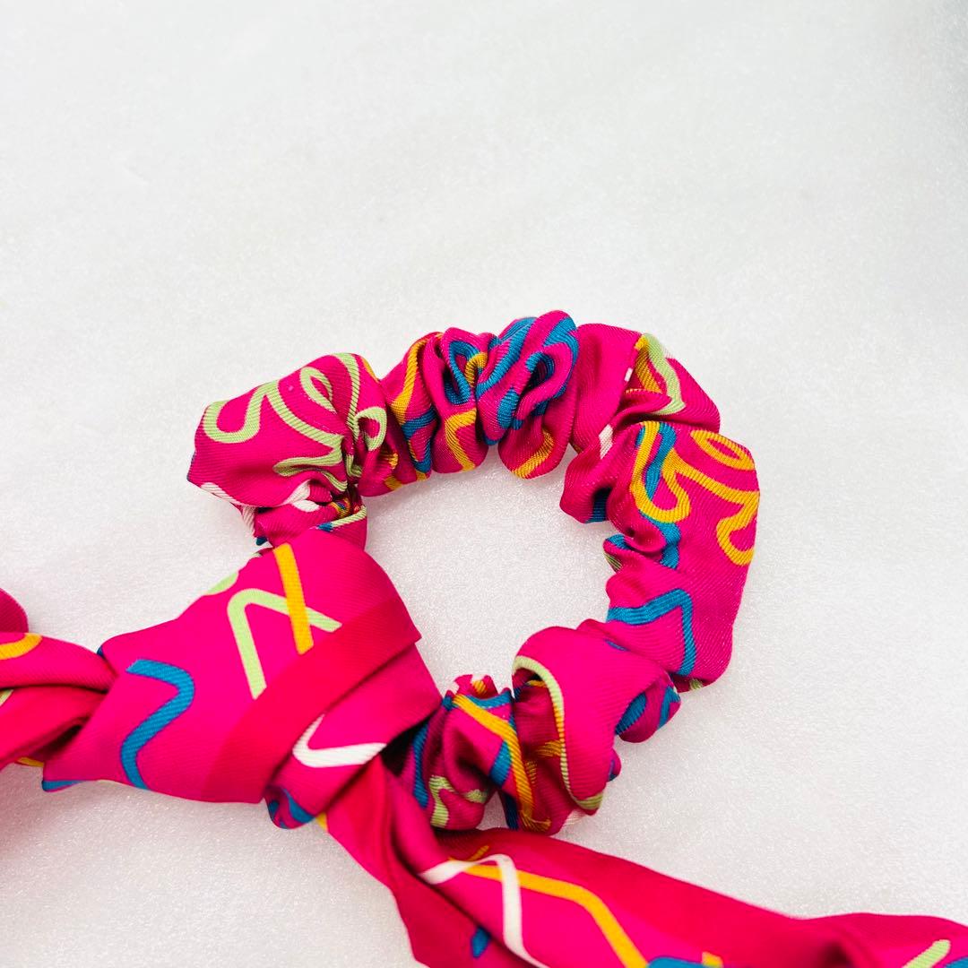 希少　CHANEL シャネル リボン　シュシュ ココマーク ロゴ シルク