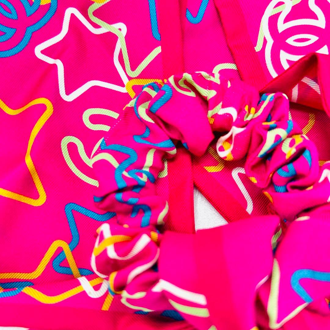 希少　CHANEL シャネル リボン　シュシュ ココマーク ロゴ シルク