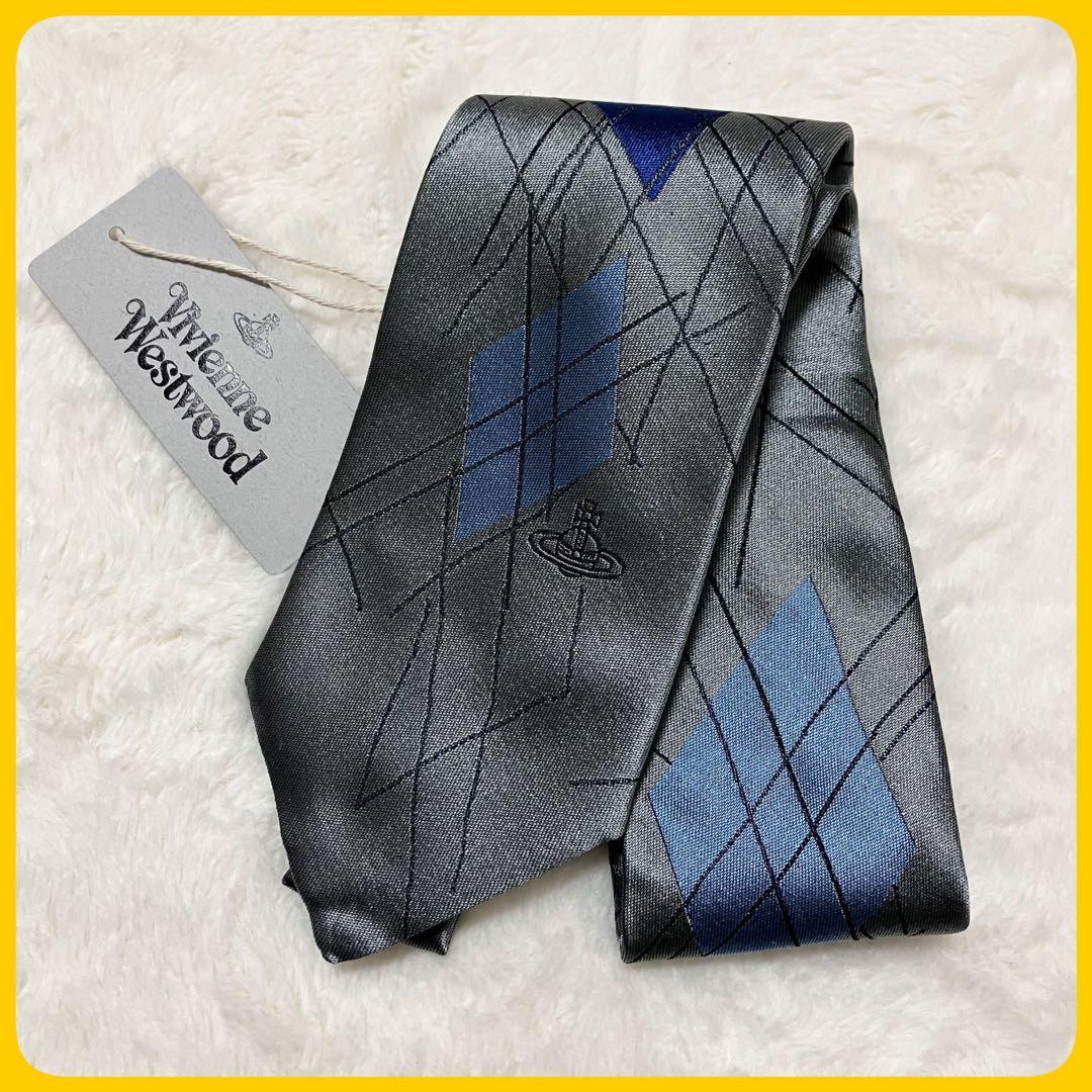 新品同様 タグ付 ヴィヴィアンウエストウッド ネクタイ 絹 シルク オーブ 総柄