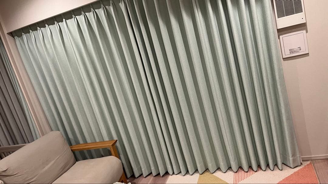 【unico】幅100×丈196cm×2枚　2倍ヒダ・遮光・形状記憶・洗濯可