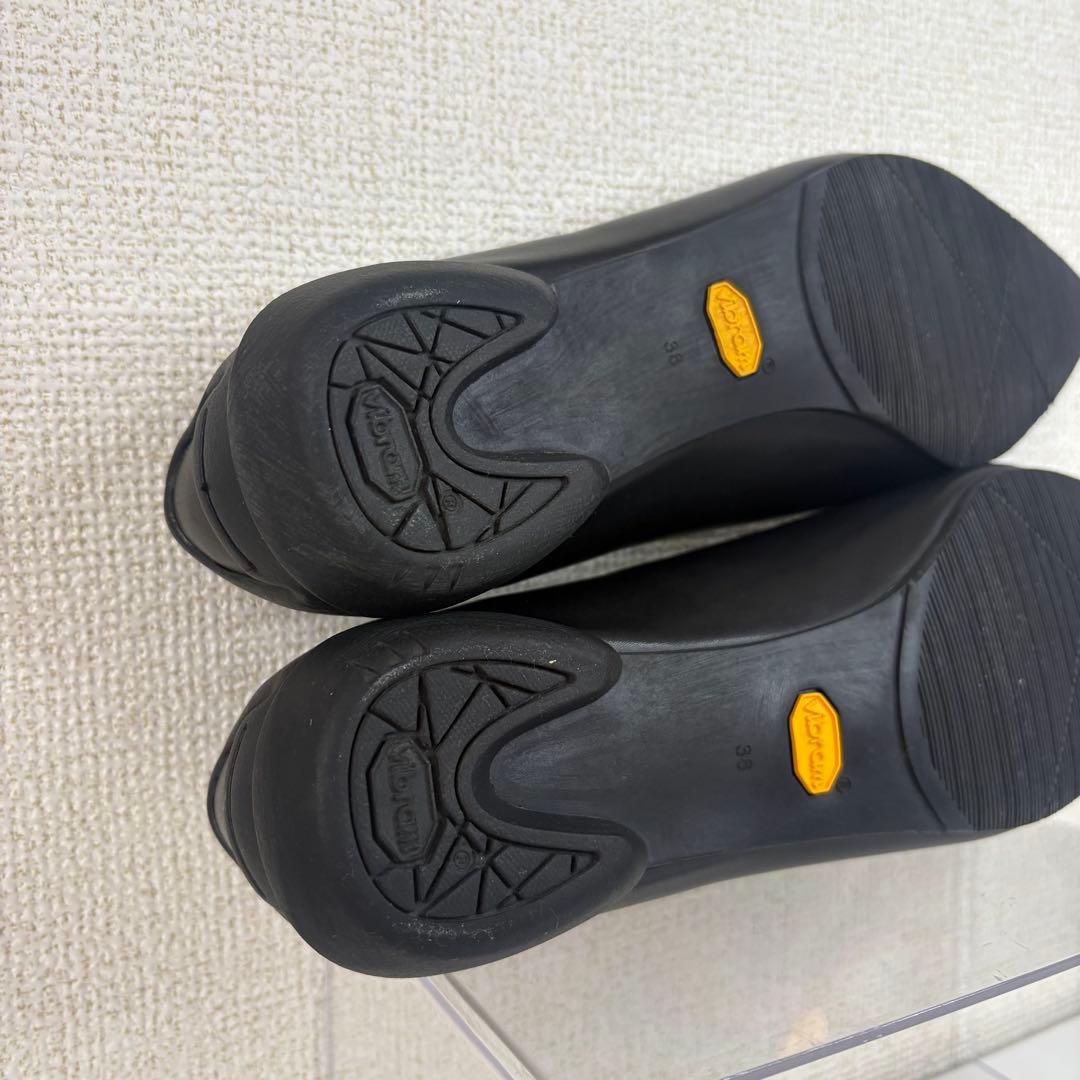 SHISEI シーセイ　パンプス　38 25cm 黒　レザー　ブラック　フラット